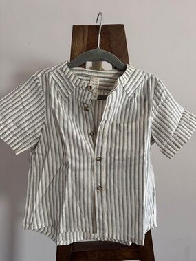 Tia\Cibani- Striped Short-Sleeve Shirt for Kids - Blue & White
